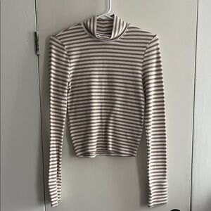 American Eagle Tan and White Striped Top
